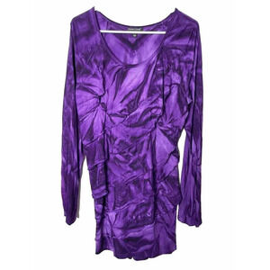 Greater Good Tiered Blouse Shirt Sz XL Tie-Dye Boho Hippie Ruffle Stretch Flowy